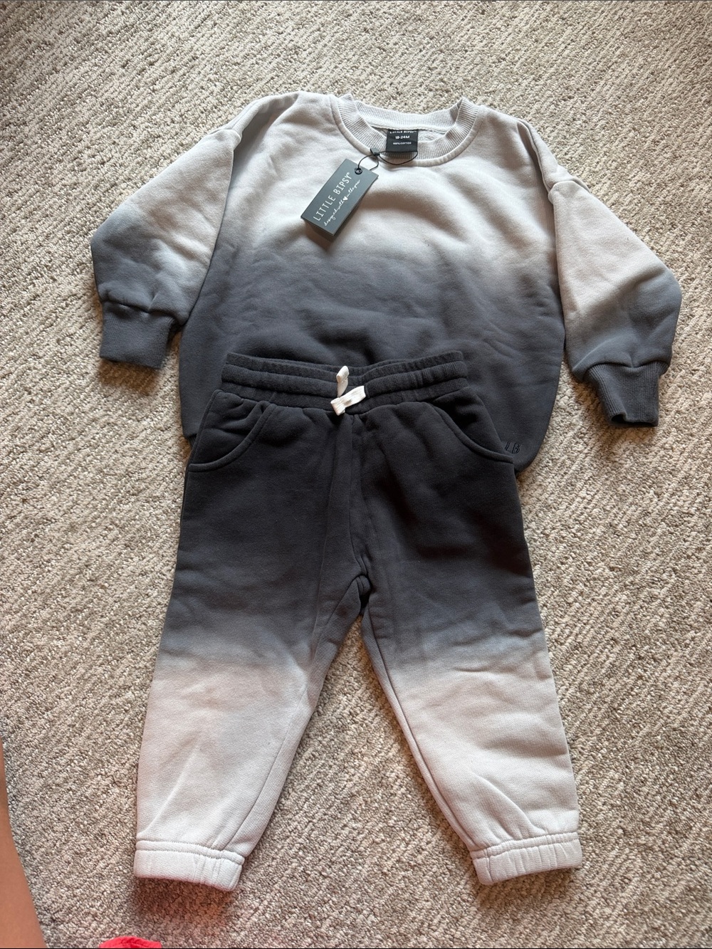 Little Bipsy Ombre Gray & Charcoal Kids Jogger Set